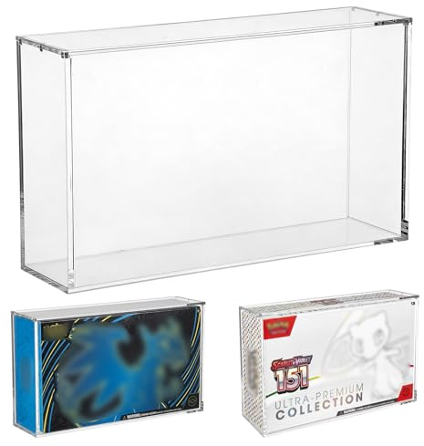 Acrylic Display Case for Mega Charizard EX UPC Box / Scarlet & Violet 151 UPC Box, Acrylic Protectors with Magnetic Lid 8+5mm Dustproof Storage Case Compatible with Mega Charzrd X ex UPC and 151 UPC