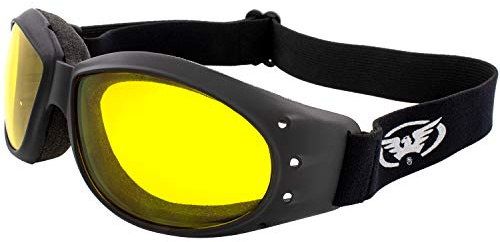 Global Vision Eliminator 24 Yellow Smoke Transitional Lens Red Baron Dirt Bike Motorcycle Aviator Riding Goggles Day Night With Photocromatic Lens MicroFiber Pouch for Storage and Cleaning.