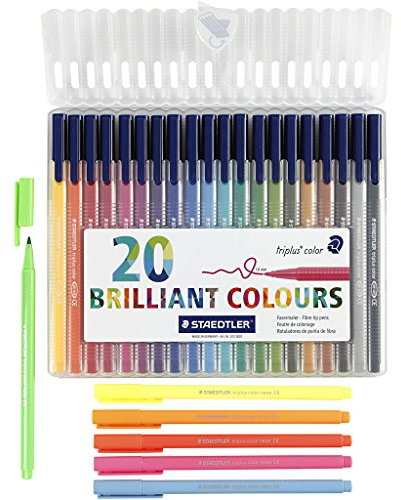 Staedtler 323SSB20P1 Fasermaler triplus Vorteilspack, farbig 20 Stück und neon 6 Stück