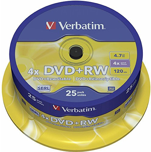 Verbatim 43489 4.7GB 4x Matt Silver DVD+RW - 25 Pack Spindle