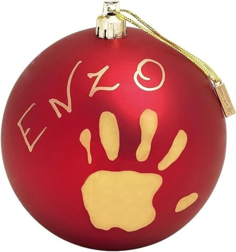 Baby Art Weihnachtskugel Christmas Fairy, Plastik Christbaumkugel zum Selber Gestalten, Baby Handabdruck oder Fußabdruck Weihnachtsdeko, inkl. Benötigter Farbe, 0M+, 10cm, Rot