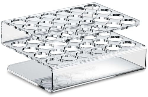Tuuters Reagenzglashalter aus Acryl - 24-Loch Ständer, Ø 20.5mm | Glasklar transparent, stabile Verarbeitung – ideal als Röhrchenständer, Stiftehalter oder Werbedisplay