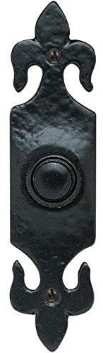 Door Bell Push Button in Fleur de LYS Style Black Antique from EUROART