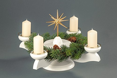 Adventsleuchter, weiß - Weihnachtsstern/Plateau weiß