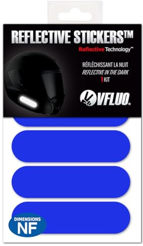 VFLUO - Kit 4 Bandes Stickers Rétro Réfléchissants Casque Moto - Autocollants Homologués Dimensions FR - Haute Visibilité, Technologie 3M™ - Couleurs et Design - Adhérence maximale