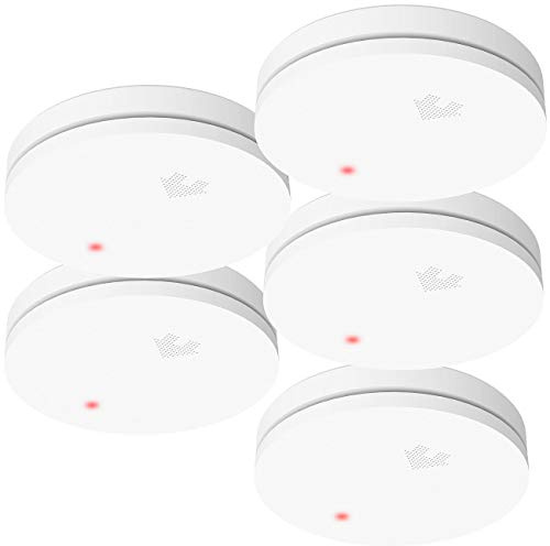 VisorTech Optische Rauchwarnmelder: 5er-Set fotoelektrische Slim-Rauchwarnmelder, 10-Jahres-Batterie (Rauchmelder mit Langzeitbatterie, Rauchmelde-Sensor mit Alarm, VDs)