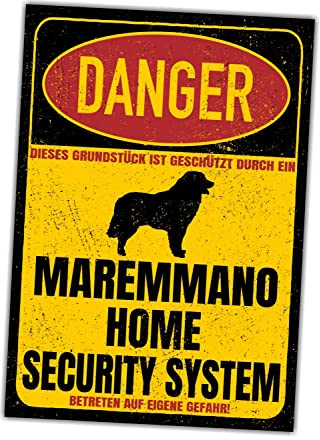 Maremmano Abruzzese Schild Danger Security System Türschild Hundeschild Warnschild Hund Sicherheitsschild Hund Privatgrundstück Hundewarnung Warnung vor dem Hund