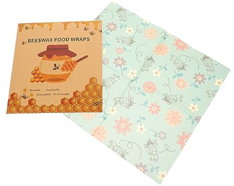 BESTonZON Beeswax Food Wraps Sustainable Reusable Food Wrapping Sheets Purple Floral Print Medium Large Small Sizes Beeswax Cloth and Freshness 3pcs Set
