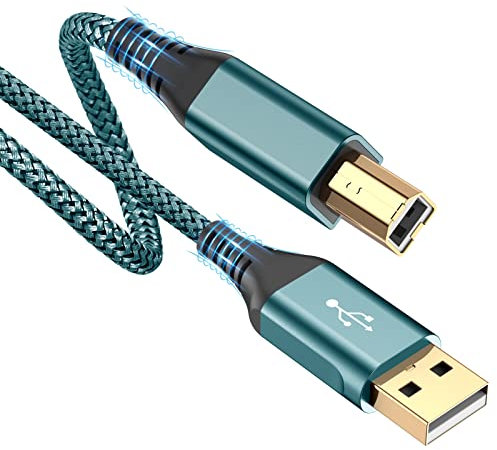 MAXGROUP USB Druckerkabel 5M, Scannerkabel USB 2.0 Typ B Kabel USB A auf USB B Druckerkabel PC Druckerkabel kompatibel mit HP, Dell, Canon, Epson, Lexmark, Xerox, Brother, Samsung, Pixma - Grün