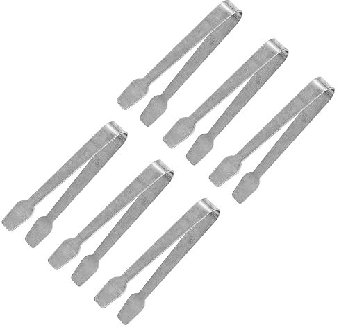 uxcell Serving Tongs, 6pcs 3.5 Inch - Stainless Steel Ice Tongs, Mini Sugar Tongs for Appetizers, Charcuterie, Dessert, Tea Party, Bar, Cafe (Silver)