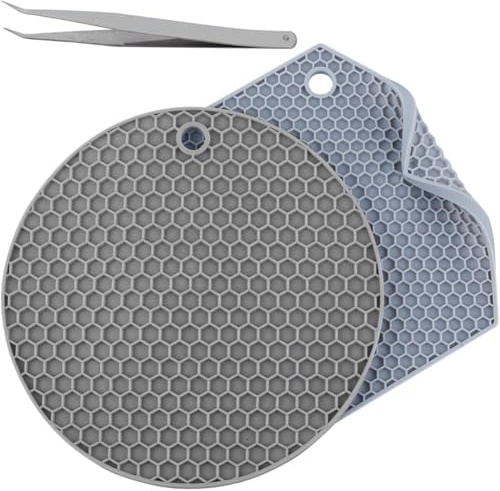 GORGECRAFT 2 Stile Silikon-Kuppelmatte Rund Und Sechseckig Wabenuntersetzer Hot-Pads Löffelablage Kunstharz-Sammelmatte Hitzebeständige Pads Aus Synthetischem Gummi Küchenwerkzeug Mit Pinzette