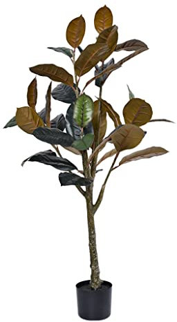 SmPinnaA Künstlicher Gummibaum, 120 cm, Künstliche Pflanzen, Eiche In Töpfen, Künstlicher Baum Mit Schwarzem Kunststofftopf Für Das Büro