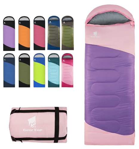 GEERTOP Backpacking Sleeping Bag for Camping, Lightweight Sleeping Bags for Adults Kids Summer Warm Cold Weather Hiking Travel, (Lilac, 86.5'' x 29.5'')