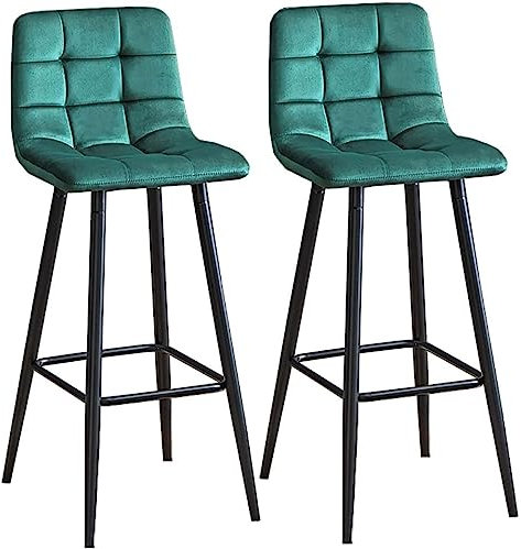 ASHSDI Barhocker Barstuhl Barhocker, Küchenthekenstühle, 2er-Set, Samt-Frühstücksbarstühle Mit Metallbeinen, Hohe Hocker Für Die Bar Küchenstuhl Thekenstühle(Grün)