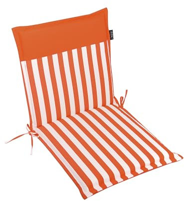 LILENO HOME Cuscino per sedia da giardino [set da 1 – schienale basso] a strisce corallo – tinta unita – comodo cuscino per sedie da giardino – Cuscino per sedie da giardino Malt