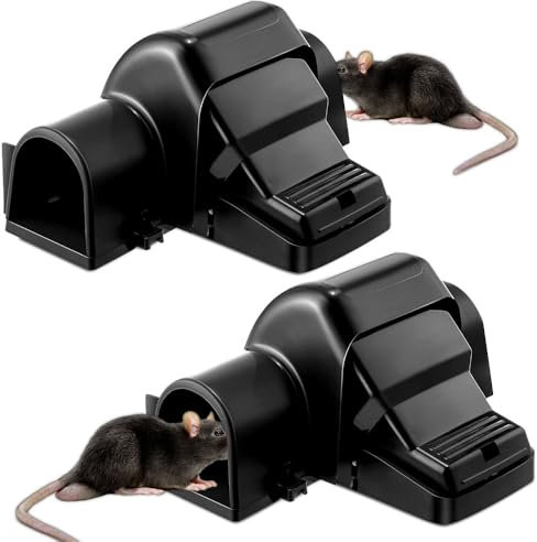 YANGUN Rat Traps, 2 Pack Rat Traps That Kill Instantly, Reusable Rat Catcher, Reusable Mouse Trap for Indoors and Outdoors, Professional Rat Traps That Kill Instantly, Child and Pet Friendly