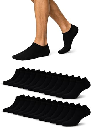 Basic Treasure 12 par sneakerstrumpor för kvinnor och män, bomullssakers, andas, korta halvstrumpor, unisex, svarta, vita eller grå, svart, 47/49 EU