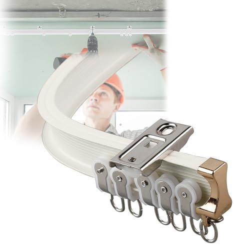 GArcan Aluminium-Vorhangschiene, 1 m, 2 m, 3 m, 5 m, 6 m, biegbare Vorhangschiene für Erkerfenster in L-/U-Form, Decken- oder Wandhalterungen, Dusch-/Wohnmobil-Raumteiler-Deckenschienenset mit Läuf
