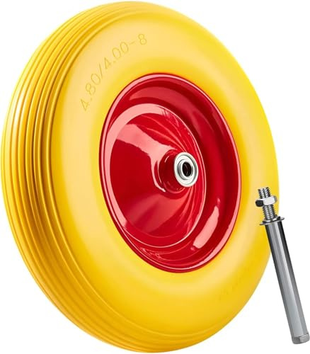 Schubkarrenrad PU Vollgummiertesrad, Pannensicher, Ersatzrad, Vollgummireifen, ⌀390mm Durchmesser auf Stahlfelge