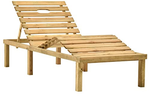 HETFTJN Freibad Liege Strandkorb Loungesessel Outdoor Saunaliege - Sonnenliege mit Taupe Auflage Imprägniertes Kiefernholz für Balkon Garten Camping Outdoor