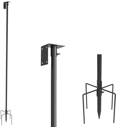 MIXXIDEA Vogelhaus Ständer 203 cm Verstellbar Metall Universell Vogelfutterhaus Ständer Set mit 5 Zinken-Sockel für Draußen,Hof,Schwarz,Ständer Satz für Wetterstation (Ohne Vogelhaus)