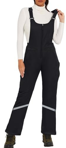 skihose damen kurzgröße 19, Skihose Damen Wasserdicht Winter Winddicht Outdoorhose mit Verstellbaren Trägern Overall Schneehose Gefüttert Snowboardhose Winterhose Warm Baggy Latzhose Outdoor Ski Hosen