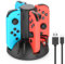 Switch Controller Charger Compatible with Nintendo Switch & OLED Model Joy-Con, Switch Charging Dock with Individual LED Indicator, 4 in 1 Joy Con Charger Dock with Upgraded 8 Game Storage
