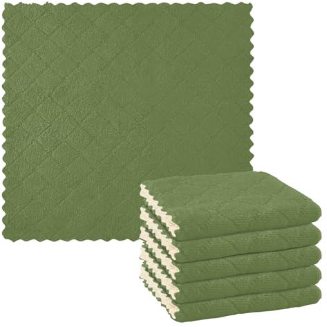Ksajwzf Paños de limpieza de cocina, color verde oliva oscuro, color sólido, paños de cocina absorbentes, toallas de cocina suaves, juego de accesorios de cocina de 6.1 x 11 pulgadas