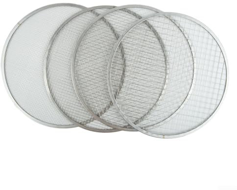 Vilgftyiet Garden Sieve Set 4 in 1 Versatile Soil Sifter with 4 Interchangeable Mesh Sizes 3 6 9 12mm Stainless Steel Frame 30cm Diameter for Compost Filtering Root Separation