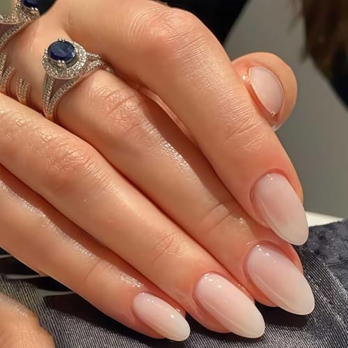 Nude Farbverlauf Künstliche Fingernägel Zum Aufkleben - 24Pcs Press on Nails Almond - Full Cover Falsche Nägel - Elegant Künstliche Nägel für Frauen und Mädchen Tägliche Nutzung Party (Nude Gradient)
