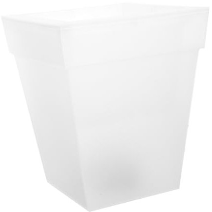 POPETPOP Fioriera Ad Energia Solare a Forma Quadrata, Vaso Luminoso Da Giardino in Plastica, Decorazione Per Cortile e Balcone Luce Led Bianca