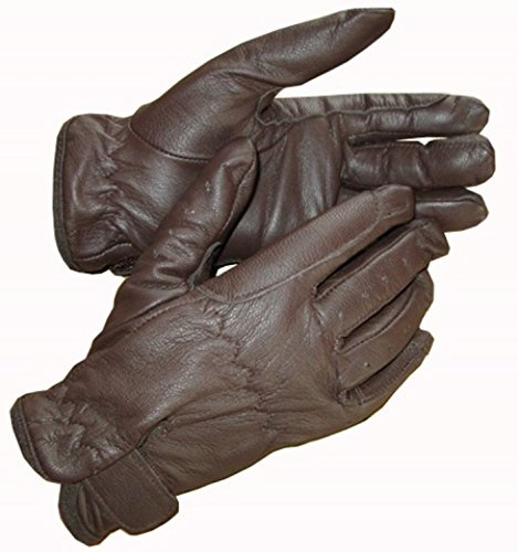 Ryda Ladies Real Leather Horse Riding Gloves White Black Brown Tan (Chocolate Brown, Large)