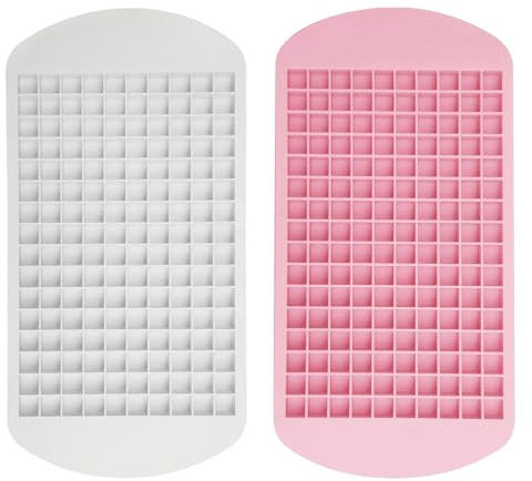 2 Pack Mini Ice Cube Trays, 160 Grids Small Ice Cube Tray, Silicone Ice-Cube Moulds, Reusable Ice-Cube Tool, Used for Freezer Food, Whiskey, Cocktails, Milk and Juice (Pink+White)