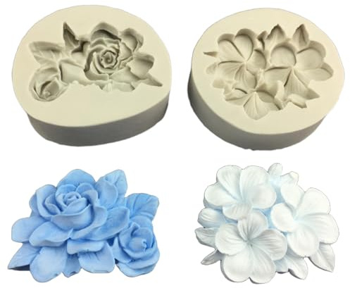 LOMSUXA 2 Piezas Moldes para Velas Gardenia, Molde de Silicona, Molde de Silicona de Flores, Molde Silicona Velas Flor, Molde de Vela 3D, para Manualidades, Jabón, Pastel