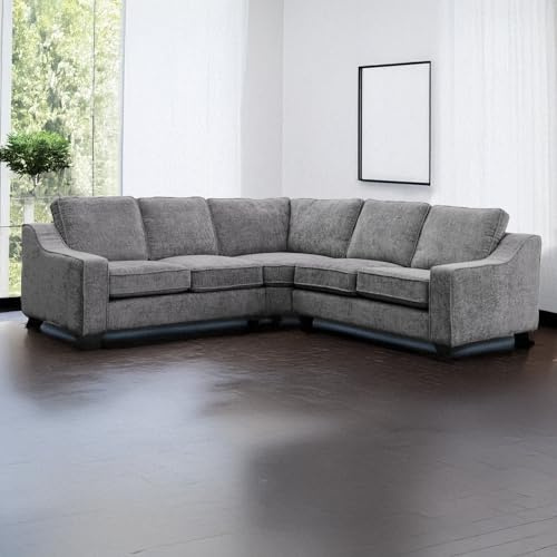 Furnishings For Less UK Nebraska Slate Grey 2 Corner 2 L Shaped Corner Sofa 5 Seater Living Room Seating
