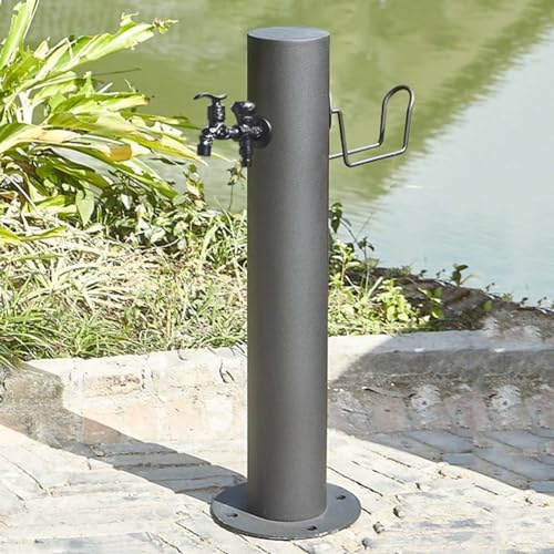 Fontaine de jardin verticale autoportante, colonne d'eau en acier inoxydable avec robinet en cuivre, bouche d'eau décorative pour irrigation de jardin