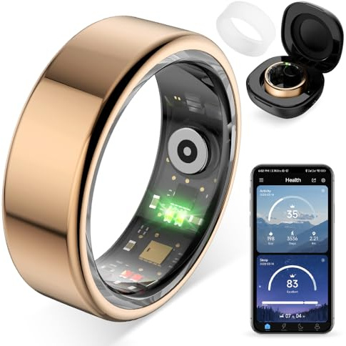 COLMI R02 smart Ring, a smart Ring for Women and Men, with a Charging case, Supports Heart Rate, Blood Oxygen, Sleep Health Monitoring, and Sports Tracking Ring, No Subscription Fee. (Rose Gold, 7#)