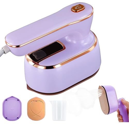 Loveächt Purple Travel Iron Steam Iron - 180° Rotating Foldable Handheld - Ceramic Soleplat - Portable Iron Steamer for Travel, Home