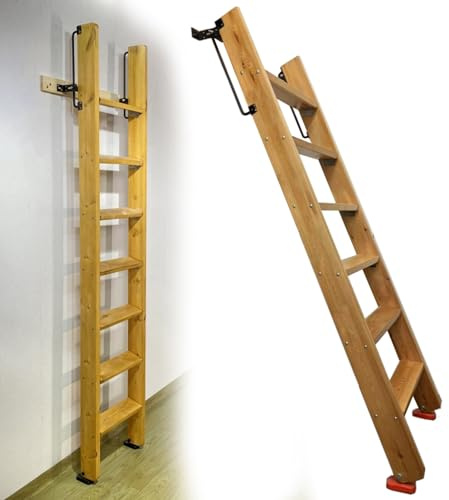 Adjustable Wooden Ladder for Bunk Beds 125235 cm Height Wide NonSlip Steps Durable Foot Pads Perfect for Home School Trailers and RVs (170 cm)