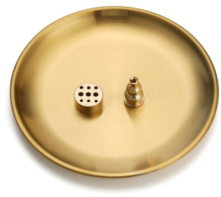 WUSJCOF Porte Encens Trois éléments, Brûleur D'encens Inversé en Laiton, Support Encens, Bobine à Cône, Porte-encens à 9 Trous, Porte Encens Baton, Décor de Bureau, Yoga, Méditation