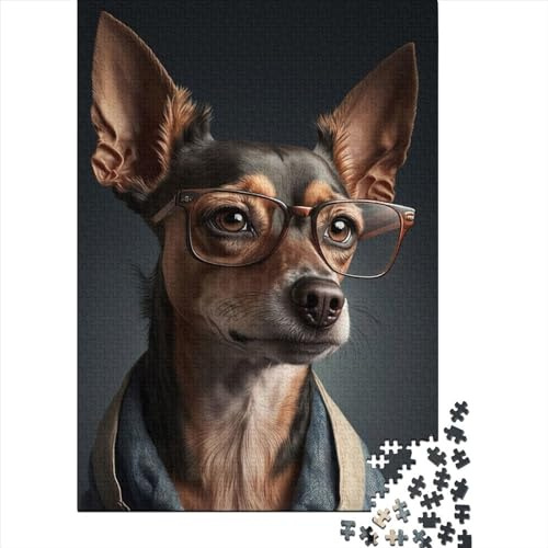 Rompecabezas Creativo de 1000 Piezas: Perro Hipster con Ropa. 3 Rompecabezas rectangulares. Juguete Educativo Adultos. 1000 Piezas (75 x 50 cm).