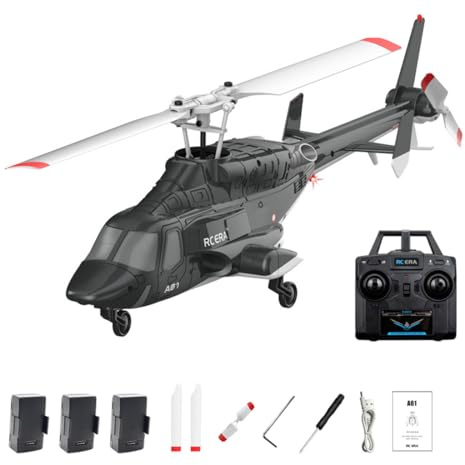 RCXTechPro RC ERA A61 Flying-Wolf 4CH Einrotor 1:53 RC-Hubschrauber mit optischem Fluss-Schwebeflug, Höhenstabilität 2,4G-Ferngesteuerter Helikopter, RTF-Militärflugzeug für Erwachsene