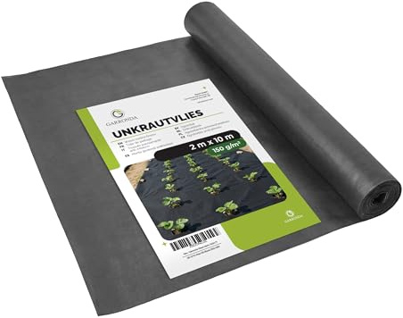Garronda Telo Pacciamatura Antierbacce 150 g/m² Nero, 2 m x 10 m GD-0177 | Telo pacciamatura più spesso e stabile per aiuole, orto, giardino, serre, vialetti e posa sotto ghiaia