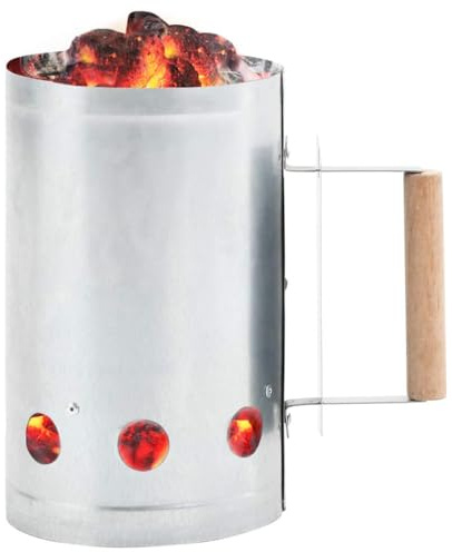 Tomostar Cheminée d'allumage, Cheminère pour Barbecue Allume Charbon de Bois Ø17 x 27.5 cm Acier galvanisé