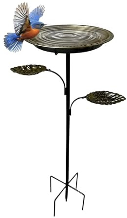 Fågelbad för Utomhus Vintage Väderbeständig Dekorativ Matare | Metallpåle för Fågelbad För Utfodring, Voljär, Fink och , Papegojor, , Trädgård, Bakgård, Innergård, Landskapsdesign,