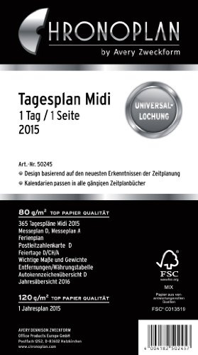 Chronoplan 50225 kalenderinlägg 2025 (dagsplan midi (96 x 172 mm), ersättningskalendarium för mötesplanerare, dagsplanerare, perfekt för detaljerad dagplanering, 1 dag på 1 sida, med universell hål)