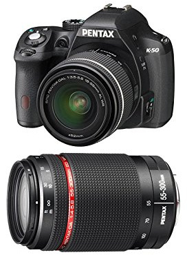 Pentax K-50 + DAL 18-55 WR + 55-300 HD WR Kit fotocamere SLR 16.28MP CMOS 4928 x 3264Pixel Nero