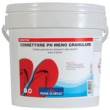 PISCINA SEMPLICE, Correttore di PH Meno Meno Granulare, Ideale Per Abbassare Valore PH In Piscina, Formato da 8 Kg