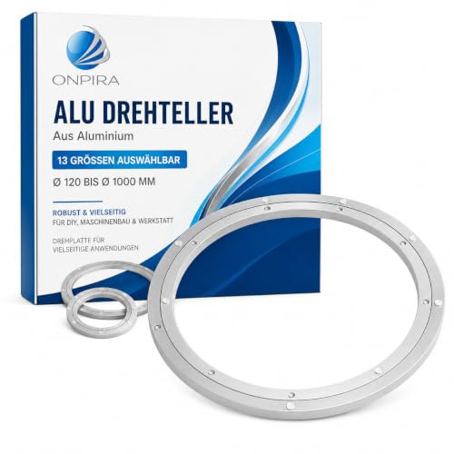 ALU Drehteller aus Aluminium – 13 Größen auswählbar Ø120 bis Ø1000 mm – Robuster Drehteller für vielseitige Anwendungen, Drehplatte für DIY, Maschinenbau, Werkstatt (Aussendurchmesser: 445mm;)