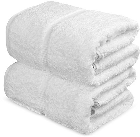 Towel Bazaar 2-Piece Jumbo Bath Towel Set, Cotton Turkish Towels, 35x70 Luxury Towel Super Soft and Absorbent, Perfect Use for Bathroom, Shower Towels - White